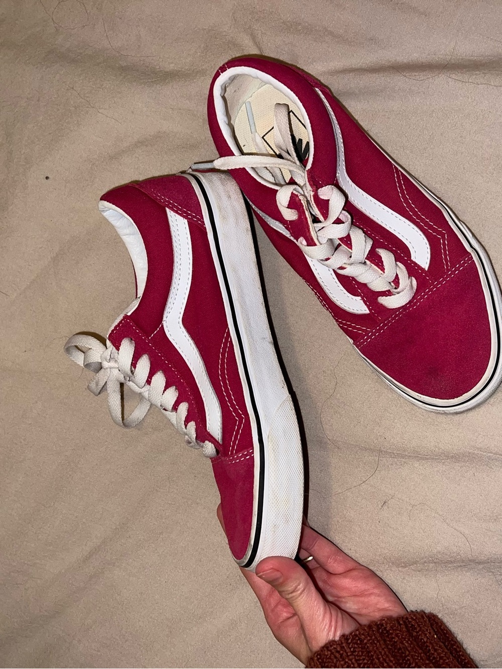 Vans Low Top Sneakers - Magenta with White Stripe